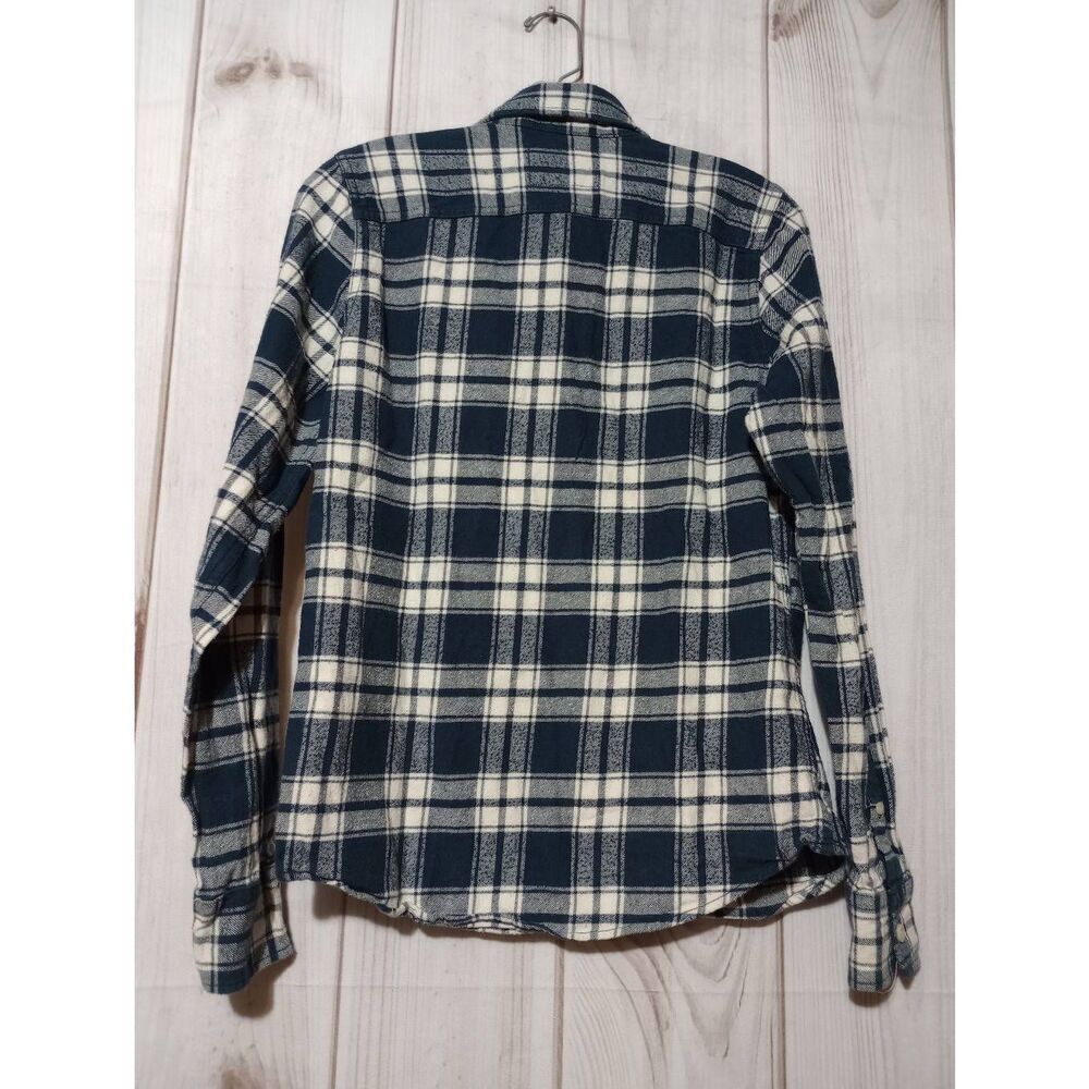 Abercrombie Shirt Boys Extra Large Blue Plaid Muscle Flannel Button Front Long S - Picture 2 of 7